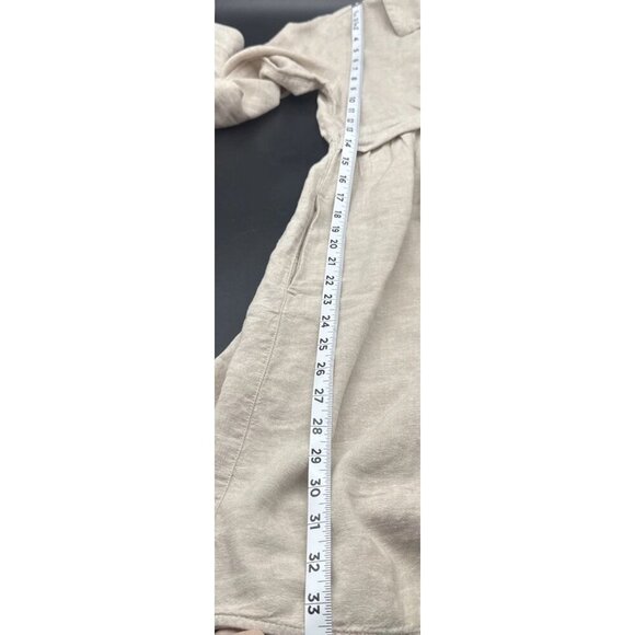Joie Beige Long Sleeve Knot Front Linen Blend Collared Dress Sz S Travel Coastal - Picture 11 of 11